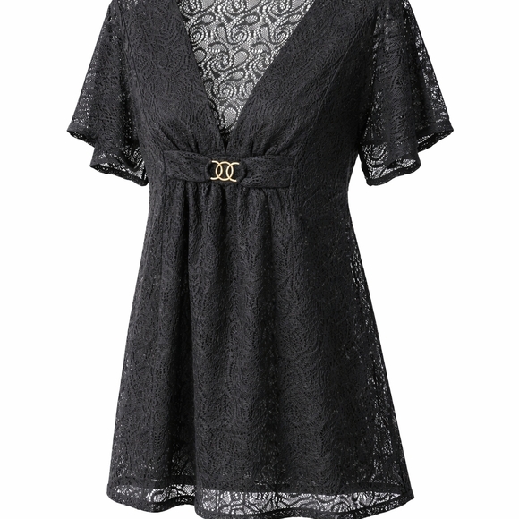 Jaclyn Smith Other - Jaclyn Smith Black Lace Swim Coverup with Silver Accent